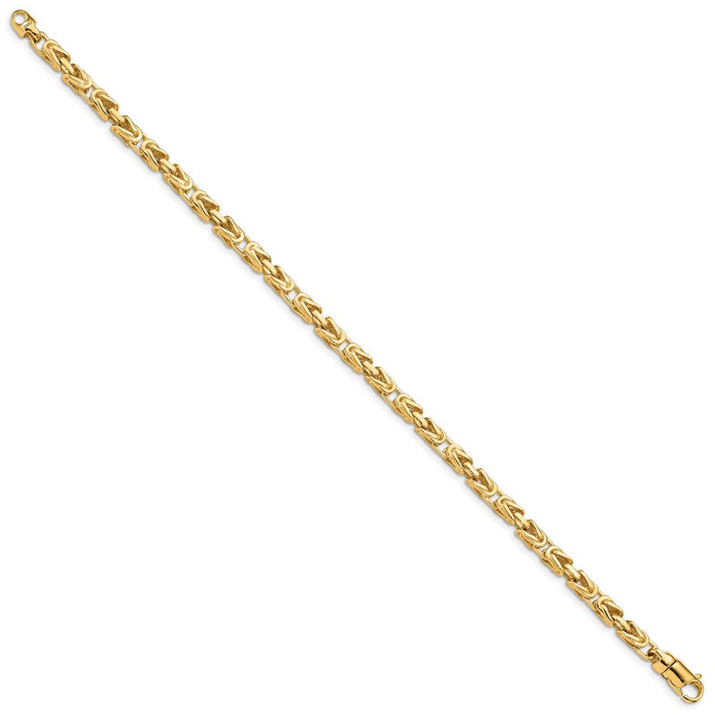 Solid 14K Yellow Gold 8.5 inch 4.1mm Hand Polished Byzantine Link with Lobster Clasp Bracelet