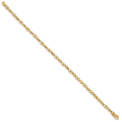 Solid 14K Yellow Gold 7.5 inch 3.1mm Fancy Link with Lobter Clasp Bracelet