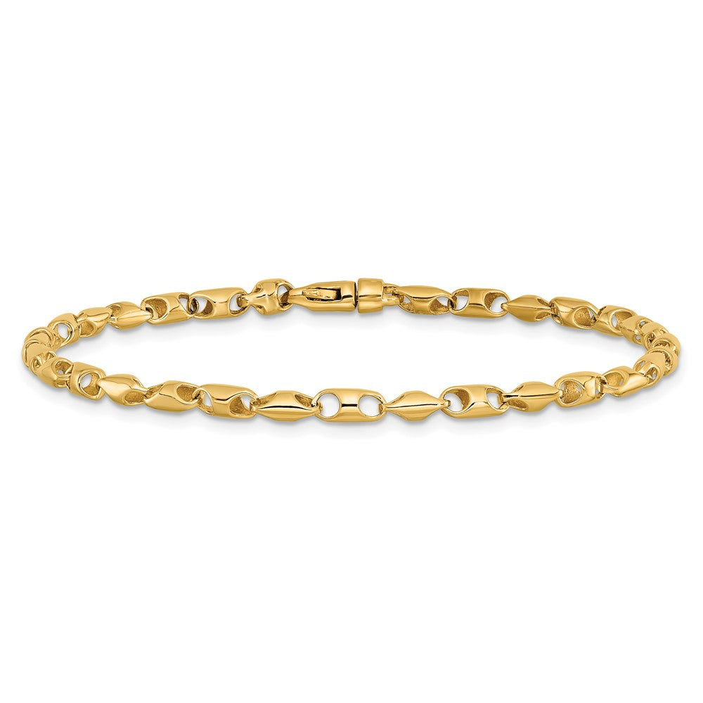 Solid 14K Yellow Gold 7.5 inch 3.1mm Fancy Link with Lobter Clasp Bracelet