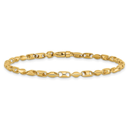Solid 14K Yellow Gold 7.5 inch 3.1mm Fancy Link with Lobter Clasp Bracelet