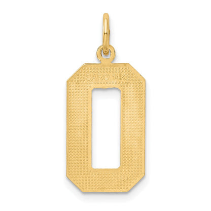 14k Yellow Gold Large Brushed Diamond-cut Number 0 Charm