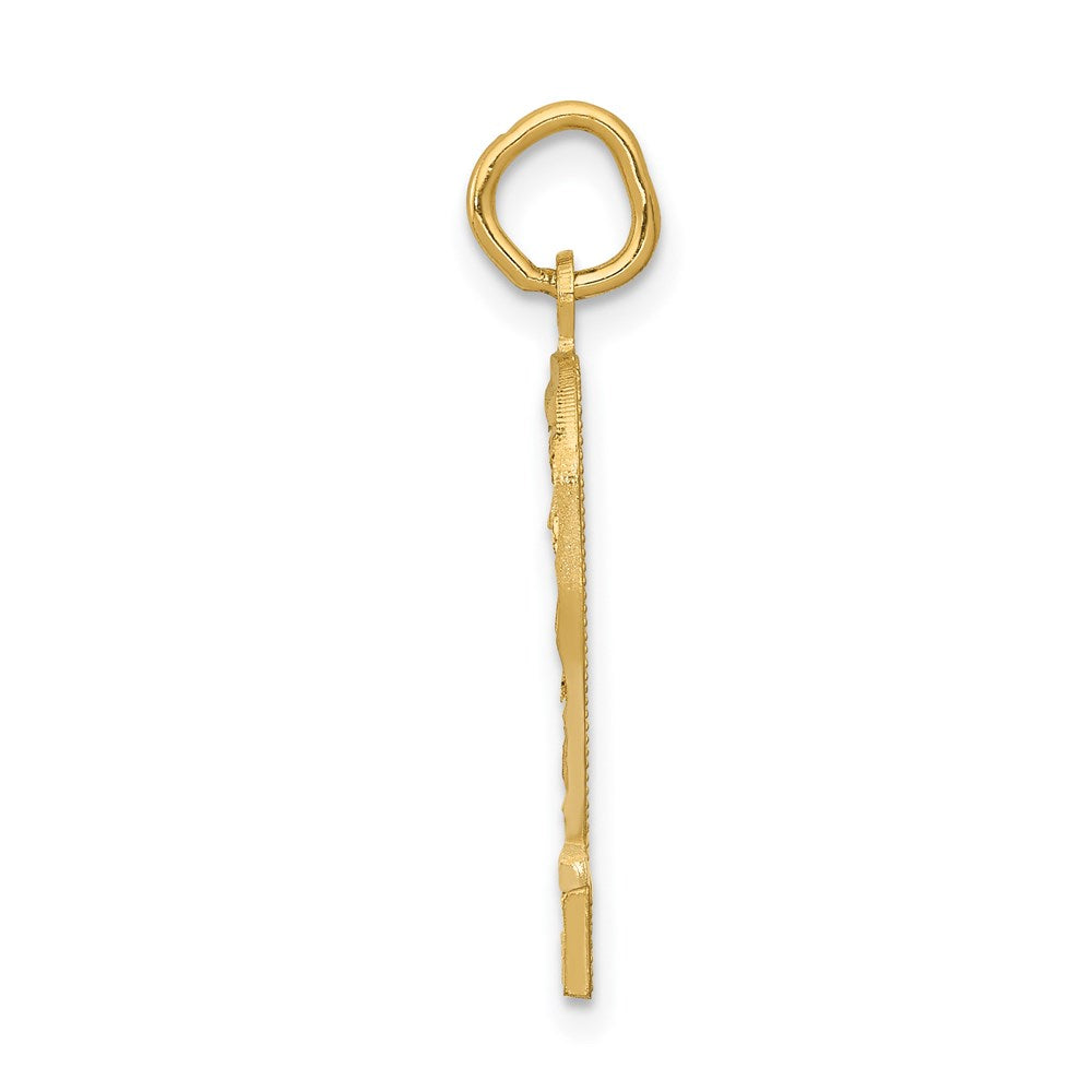 14k Yellow Gold Large Brushed Diamond-cut Number 2 Charm