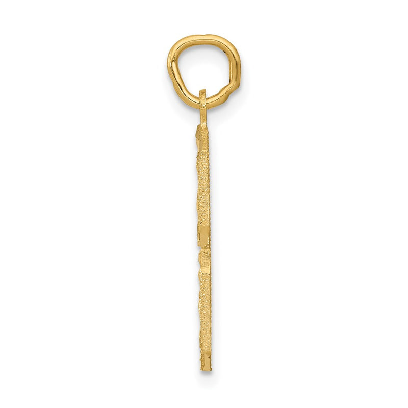 14k Yellow Gold Large Brushed Diamond-cut  Number 8 Charm