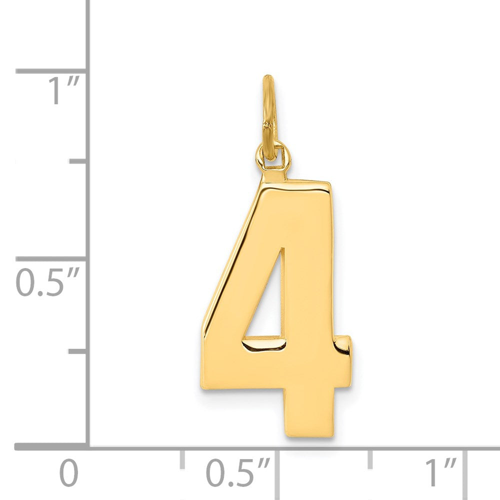 14k Yellow Gold  Large Polished Number 4 Charm