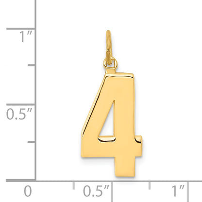 14k Yellow Gold  Large Polished Number 4 Charm