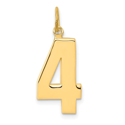 14k Yellow Gold  Large Polished Number 4 Charm
