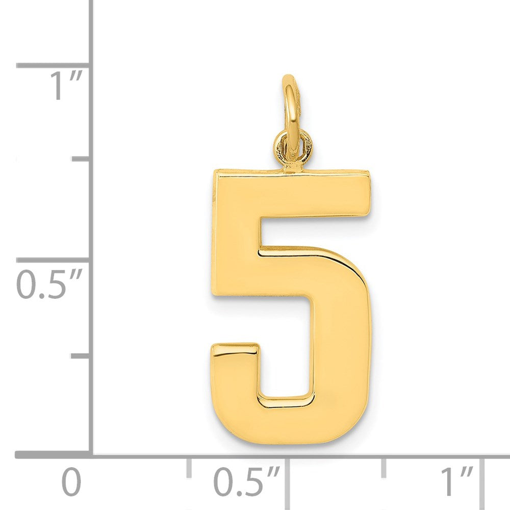 14k Yellow Gold  Large Polished Number 5 Charm