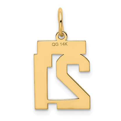 14k Yellow Gold Small Polished Number 21 Charm
