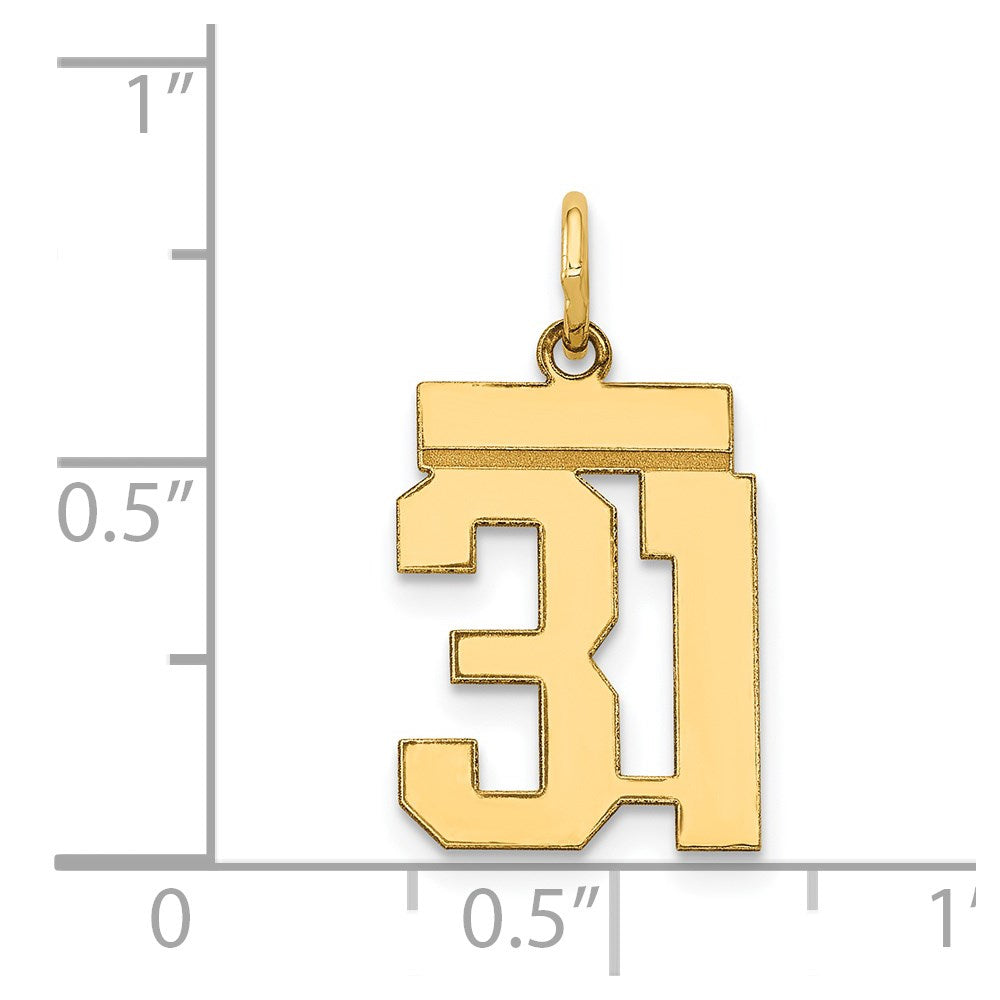 14k Yellow Gold Small Polished Number 31 Charm
