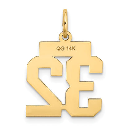 14k Yellow Gold Small Polished Number 32 Charm