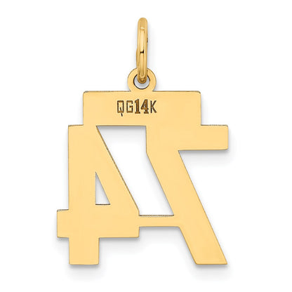 14k Yellow Gold Small Polished Number 74 Charm