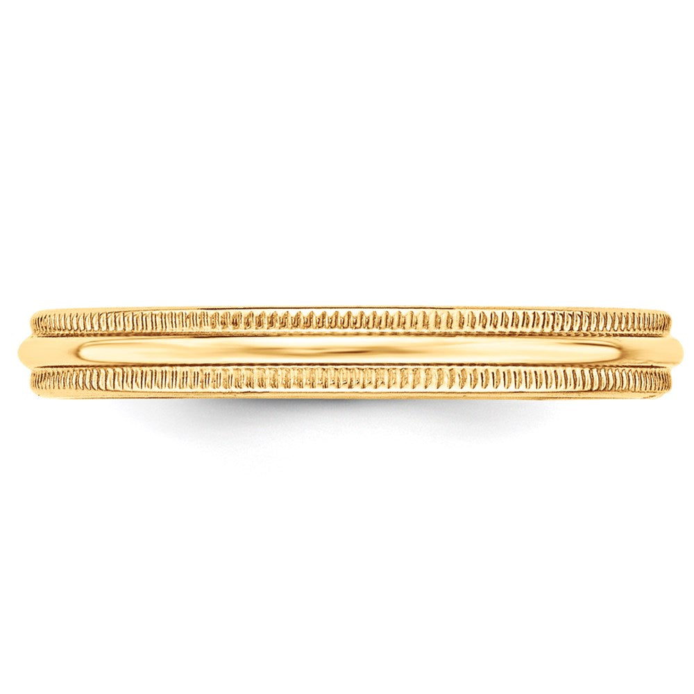 Solid 18K Yellow Gold 3mm Milgrain Half-Round Wedding Men's/Women's Wedding Band Ring Size 9