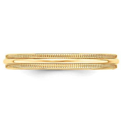 Solid 18K Yellow Gold 3mm Milgrain Half-Round Wedding Men's/Women's Wedding Band Ring Size 9