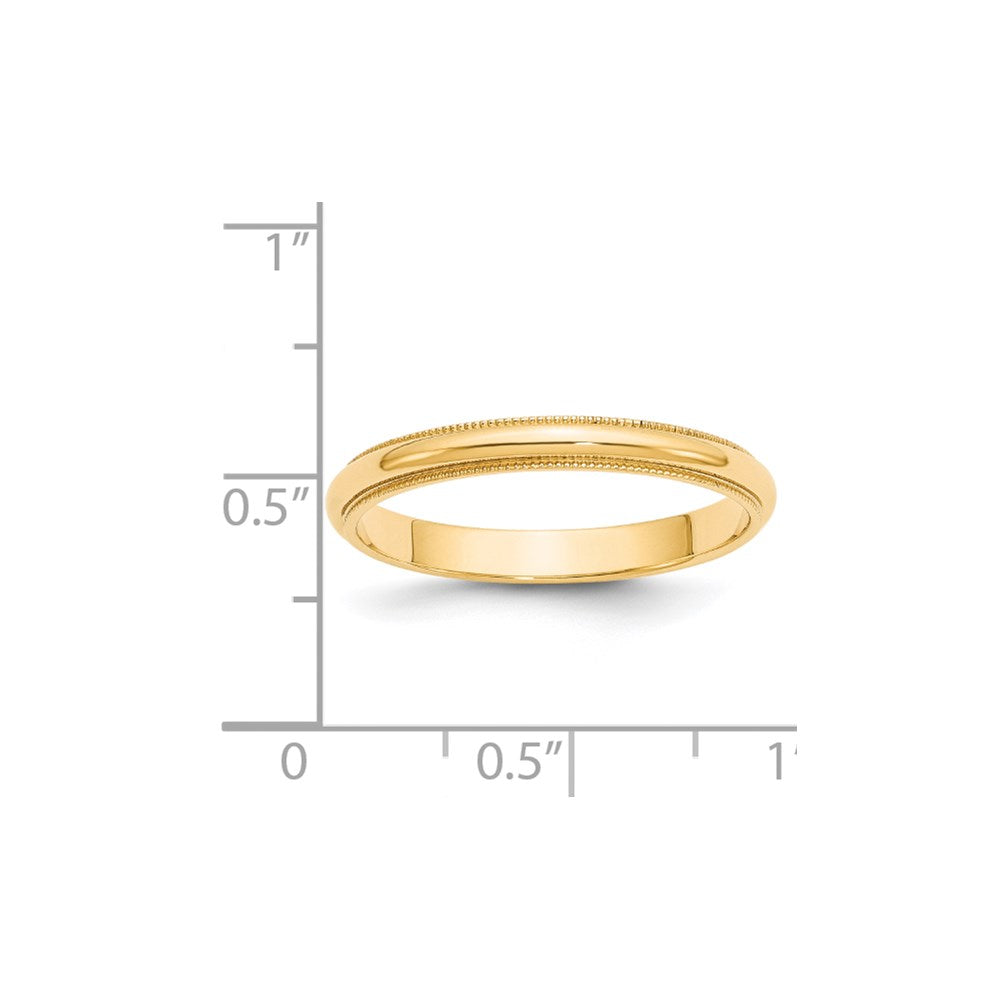 Solid 14K Yellow Gold 3mm Milgrain Half-Round Wedding Men's/Women's Wedding Band Ring Size 4