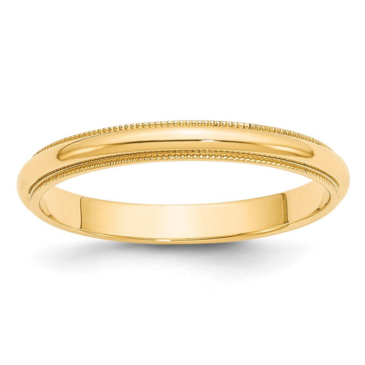 Solid 14K Yellow Gold 3mm Milgrain Half-Round Wedding Men's/Women's Wedding Band Ring Size 7