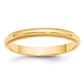 Solid 18K Yellow Gold 3mm Milgrain Half-Round Wedding Men's/Women's Wedding Band Ring Size 9
