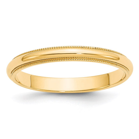 Solid 18K Yellow Gold 3mm Milgrain Half-Round Wedding Men's/Women's Wedding Band Ring Size 6