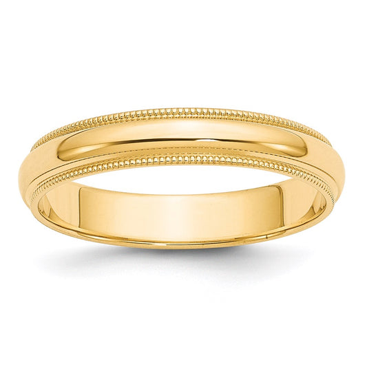 Solid 14K Yellow Gold 4mm Milgrain Half-Round Wedding Men's/Women's Wedding Band Ring Size 10.5