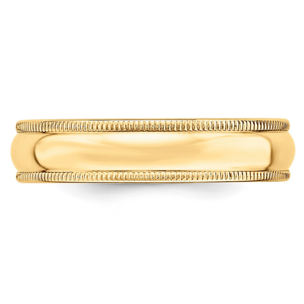 Solid 18K Yellow Gold 5mm Milgrain Half-Round Wedding Men's/Women's Wedding Band Ring Size 8