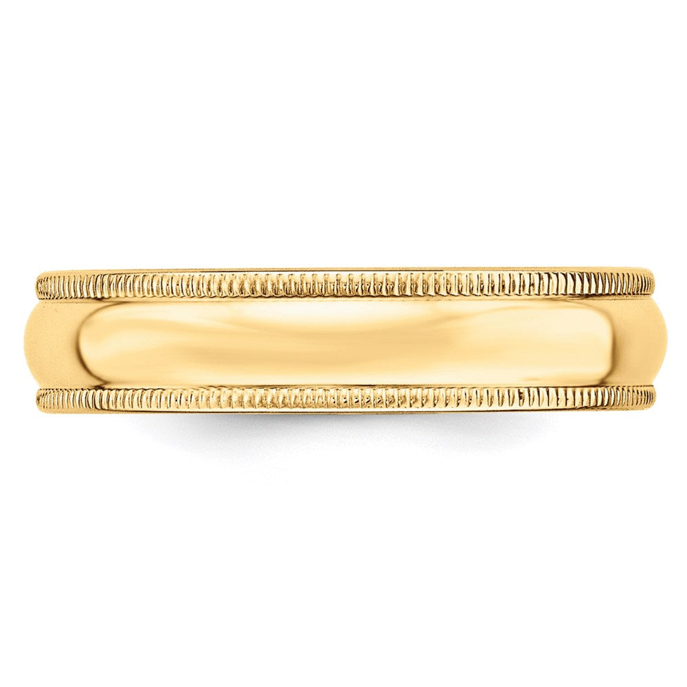Solid 18K Yellow Gold 5mm Milgrain Half Round Men's/Women's Wedding Band Ring Size 13