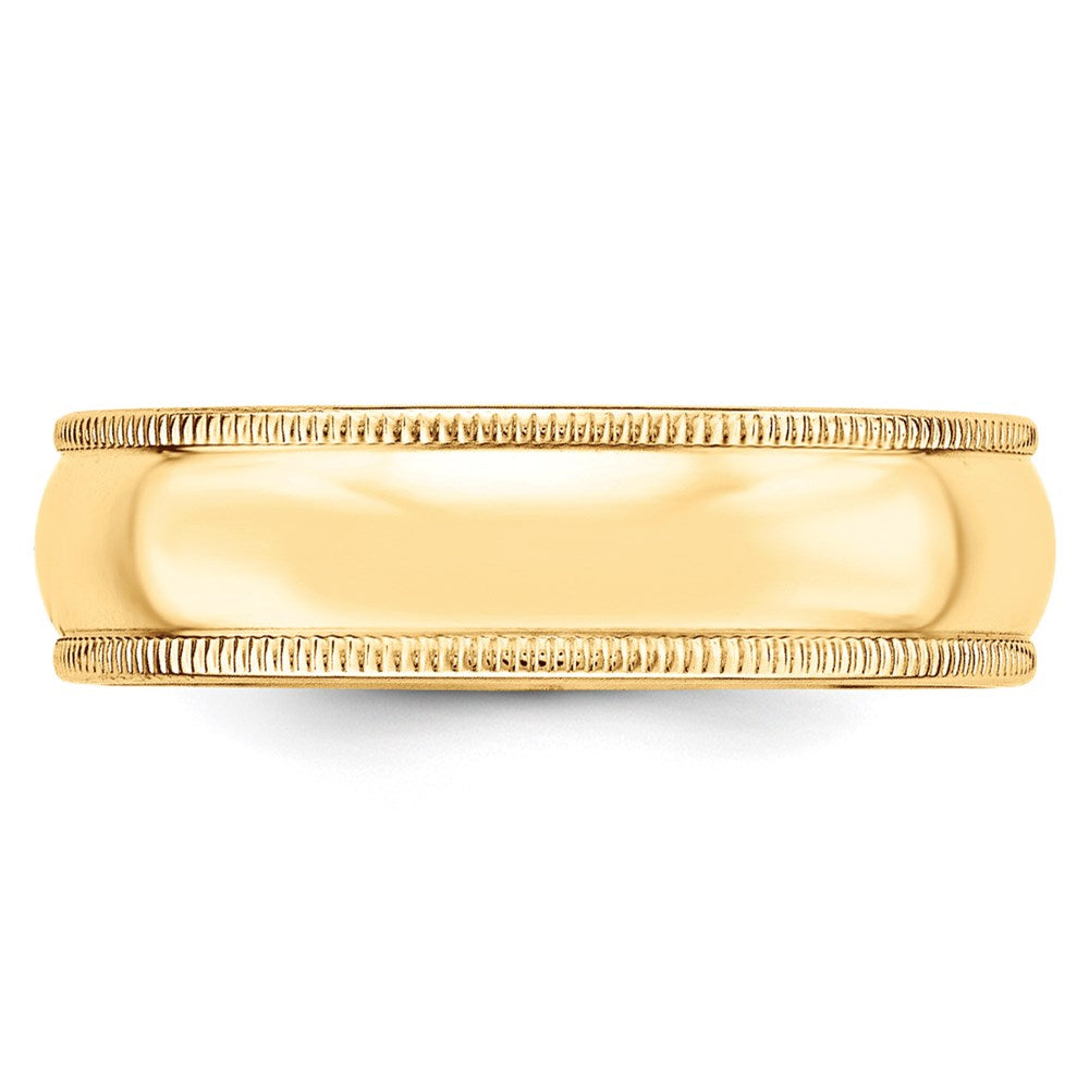 Solid 18K Yellow Gold 6mm Milgrain Half Round Men's/Women's Wedding Band Ring Size 14