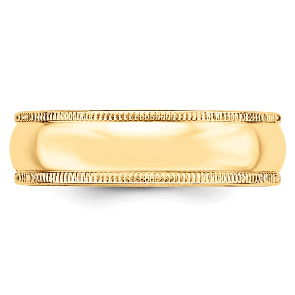 Solid 18K Yellow Gold 6mm Milgrain Half-Round Wedding Men's/Women's Wedding Band Ring Size 11.5