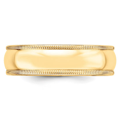 Solid 18K Yellow Gold 6mm Milgrain Half-Round Wedding Men's/Women's Wedding Band Ring Size 11.5