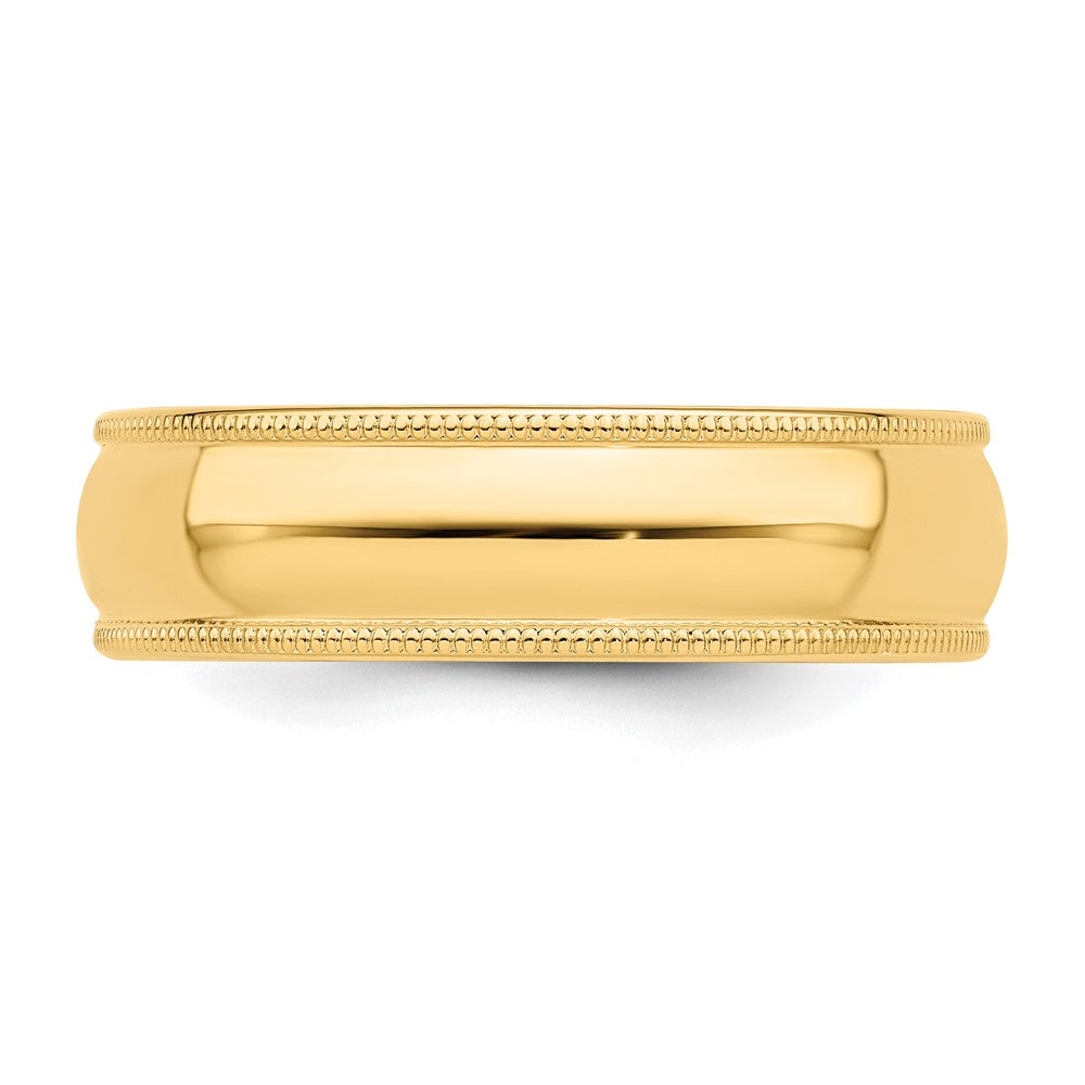 Solid 18K Yellow Gold 6mm Milgrain Half-Round Wedding Men's/Women's Wedding Band Ring Size 8