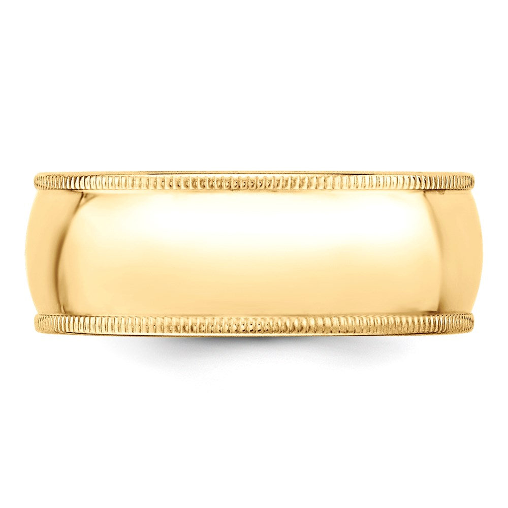 Solid 18K Yellow Gold 8mm Milgrain Half Round Men's/Women's Wedding Band Ring Size 11