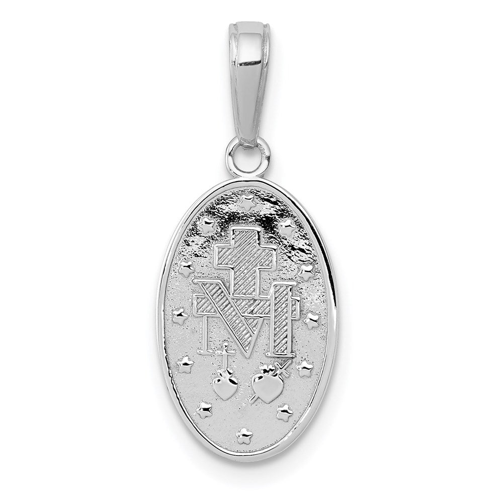 14k White Gold Miraculous Medal Pendant