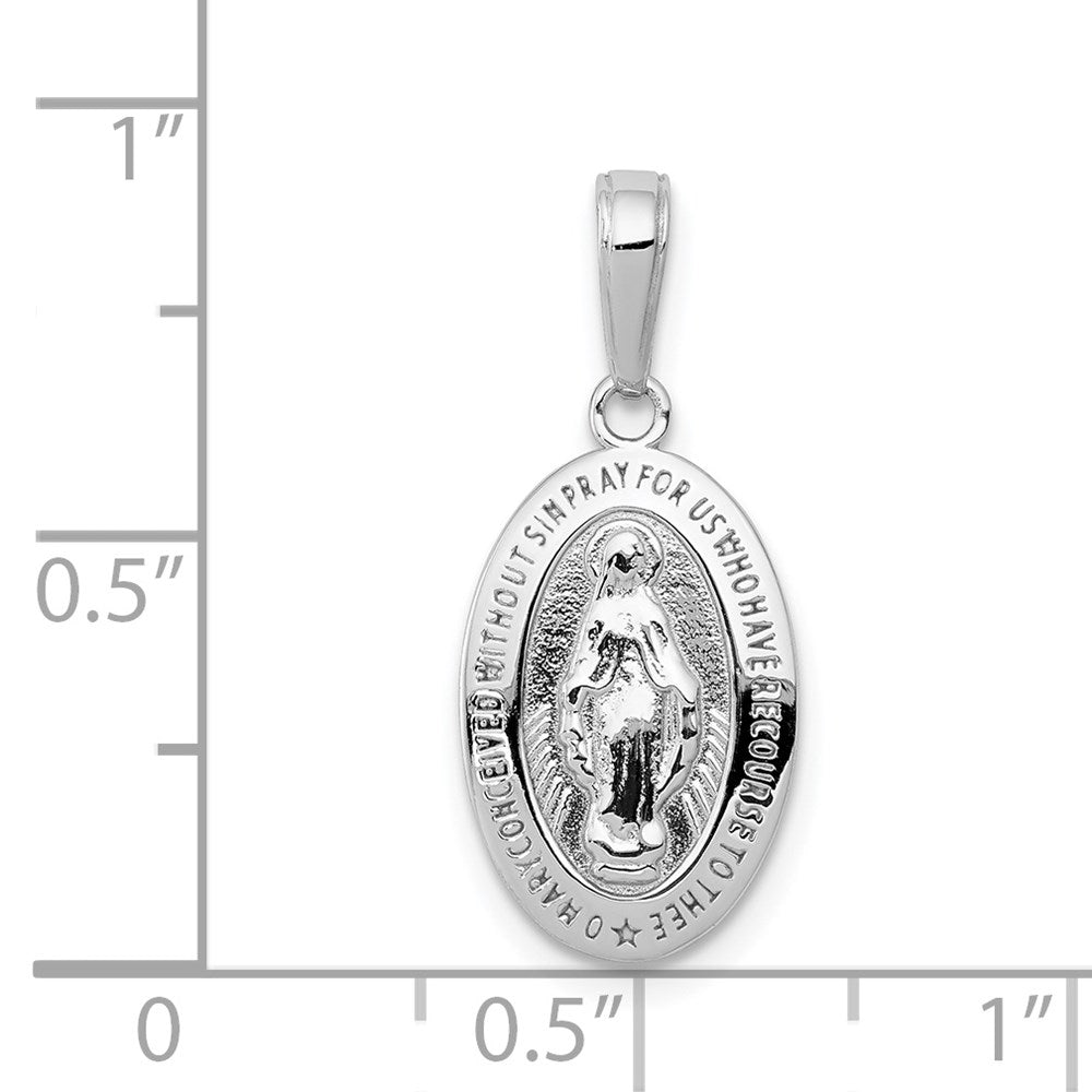 14k White Gold Miraculous Medal Pendant