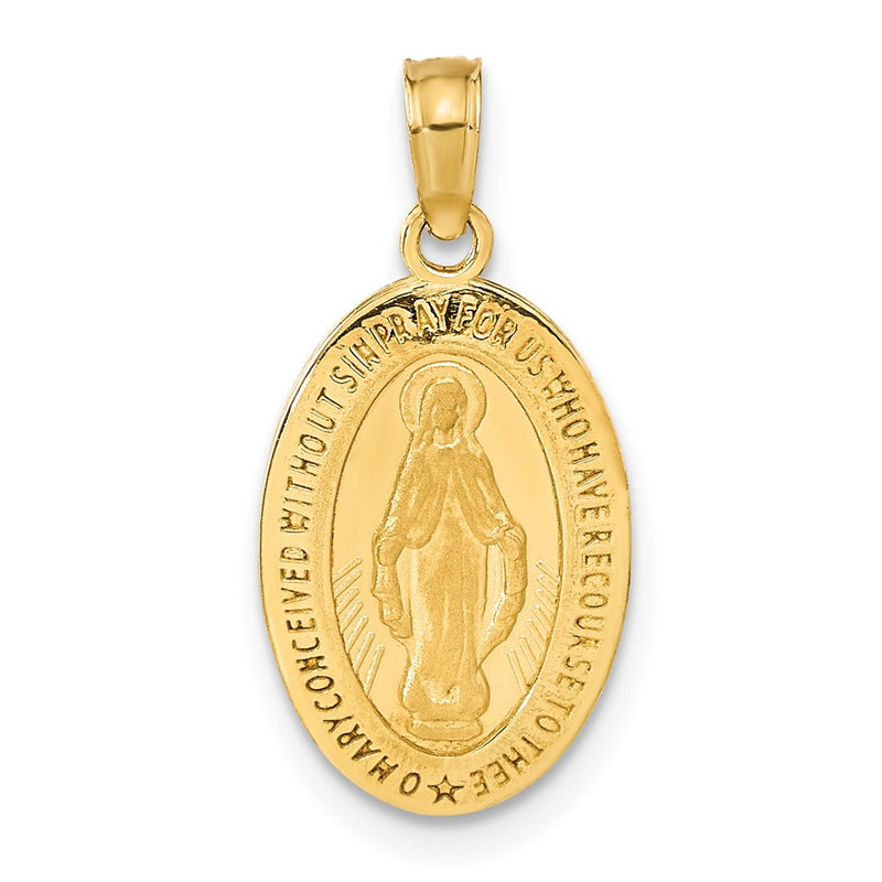 14k Yellow Gold Miraculous Medal Pendant