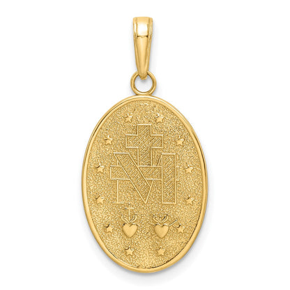 14k Yellow Gold Red Enameled Miraculous Medal Pendant