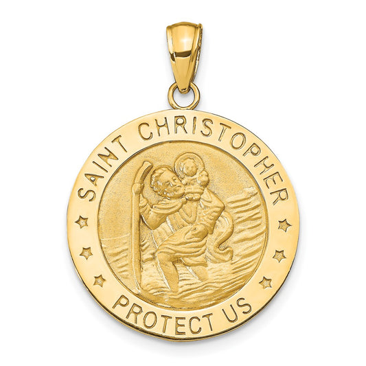 14k Yellow Gold Saint Christopher Medal Pendant