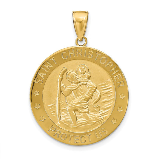 14k Yellow Gold Saint Christopher Medal Pendant