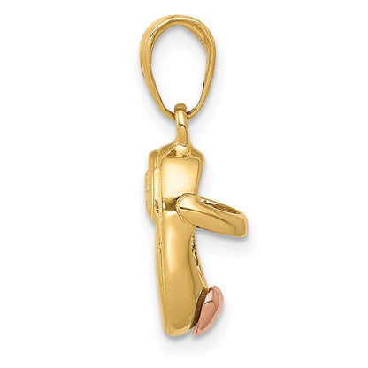 14k Two-tone Gold  3D Two-tone Gold Baby Shoe Charm