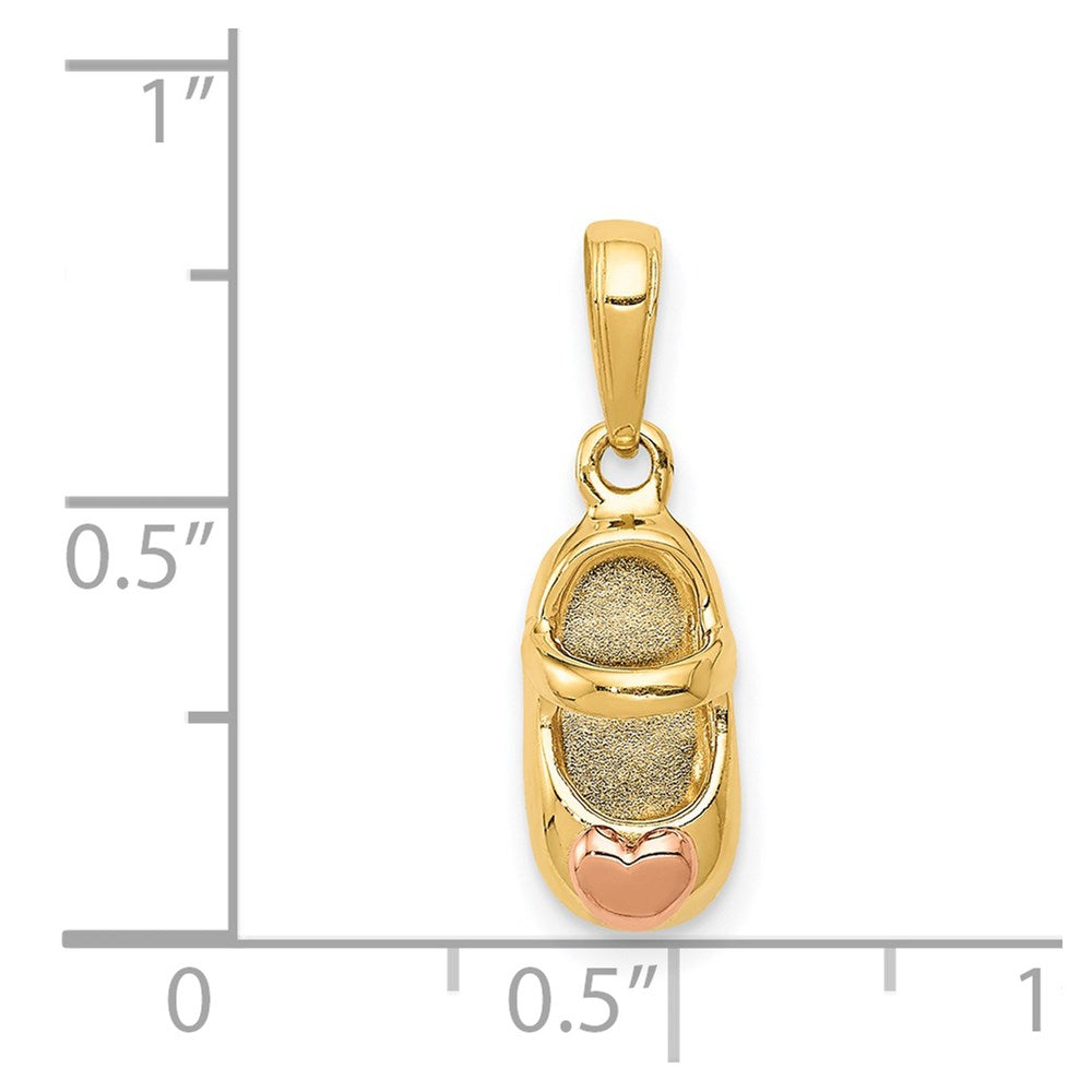 14k Two-tone Gold  3D Two-tone Gold Baby Shoe Charm