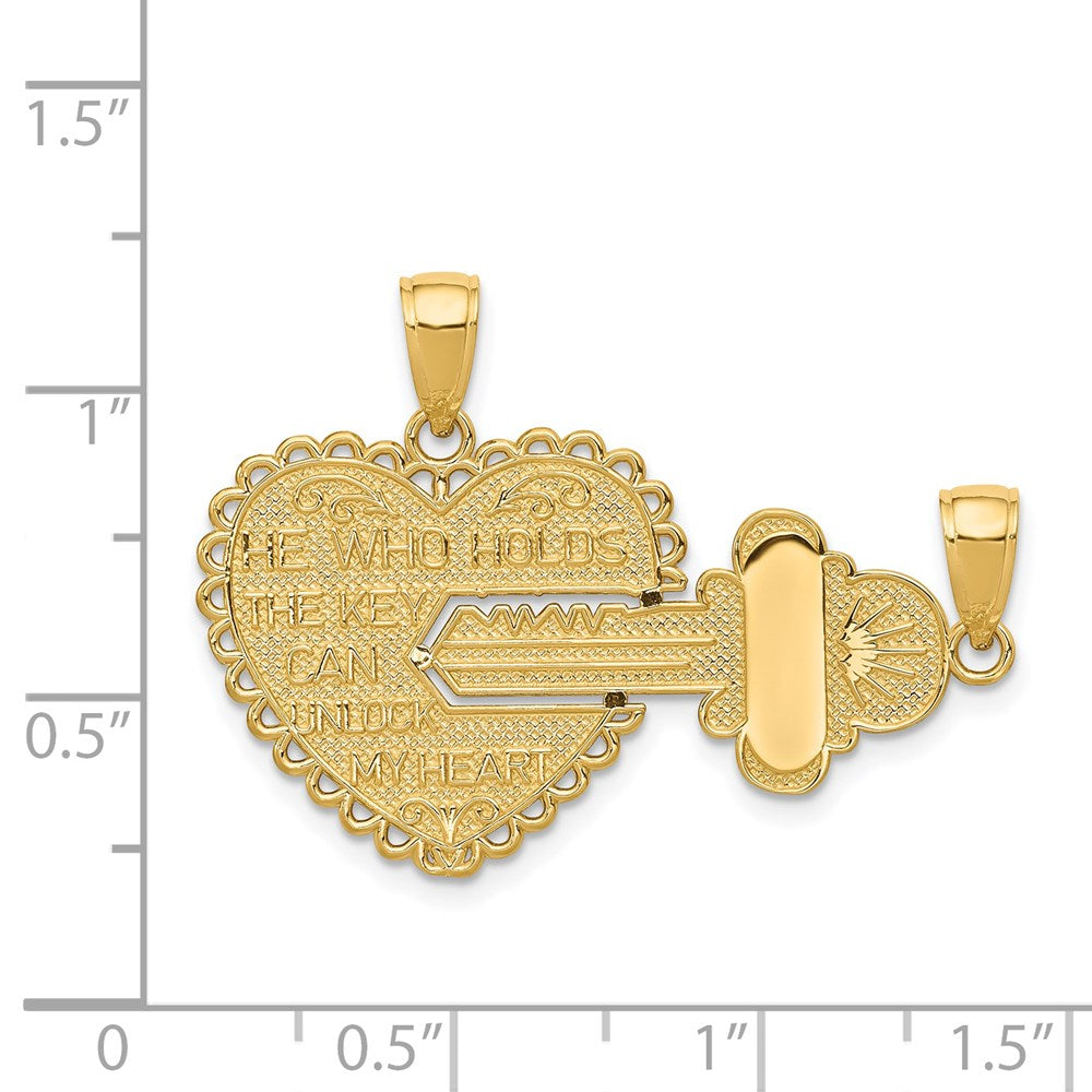 14k Yellow Gold Polished 2 Piece Break Apart HE WHO HOLDS THE KEY Charms