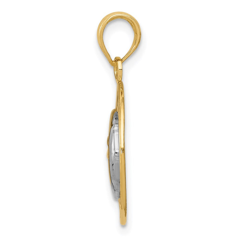 14k Yellow & Rhodium Gold and Rhodium Sun and Moon Charm