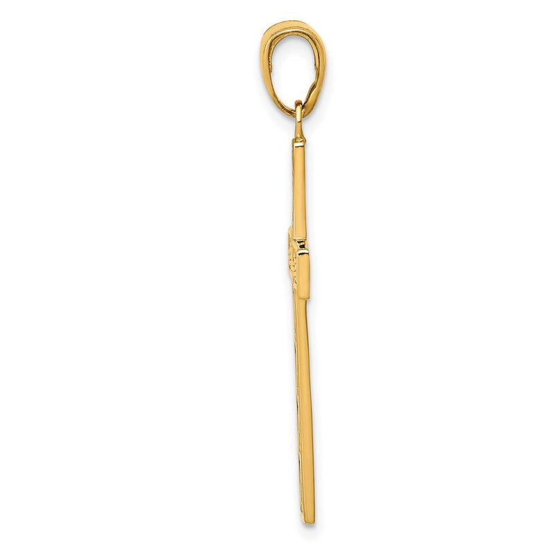 14k Yellow Gold Rope Cross Pendant