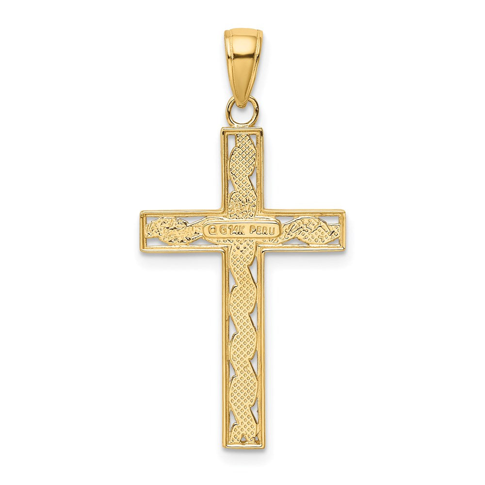 14k Yellow Gold Rope Cross Pendant