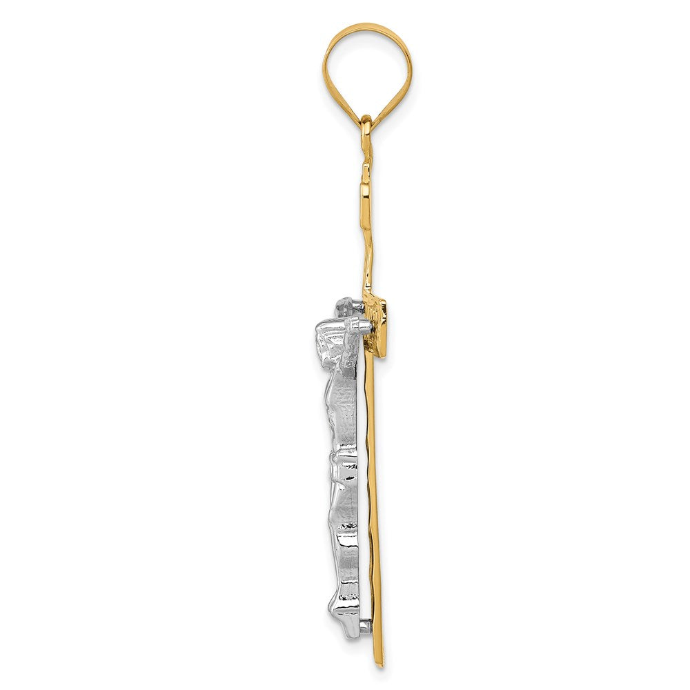 14k Two-tone Gold INRI Crucifix Pendant