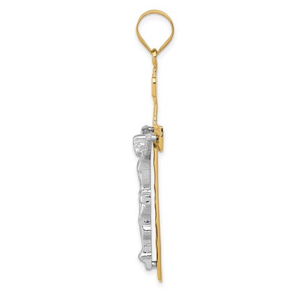 14k Two-tone Gold INRI Crucifix Pendant