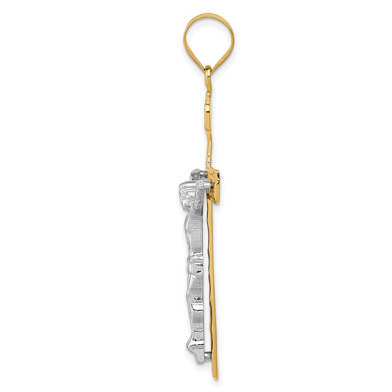 14k Two-tone Gold INRI Crucifix Pendant