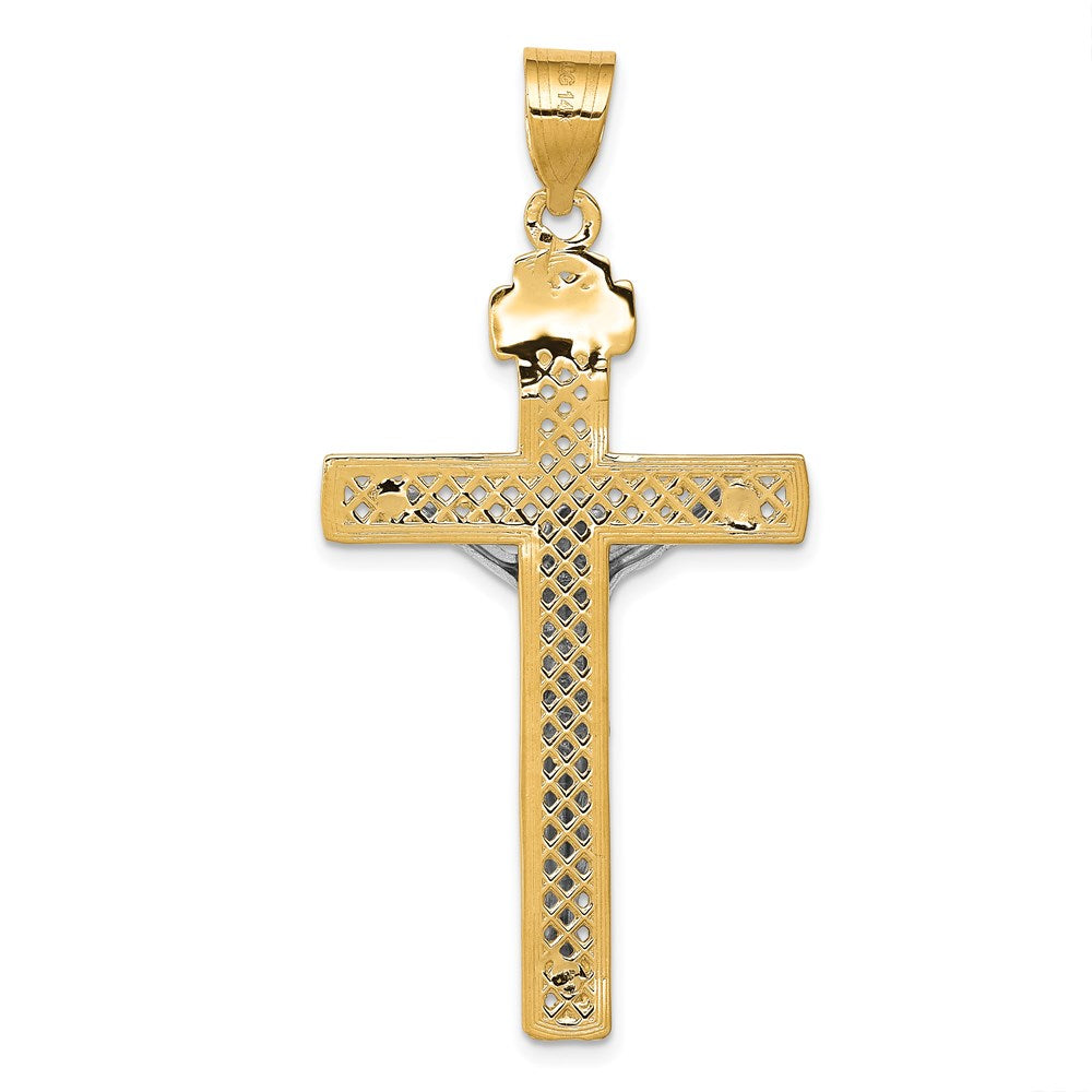 14k Two-tone Gold INRI Crucifix Pendant