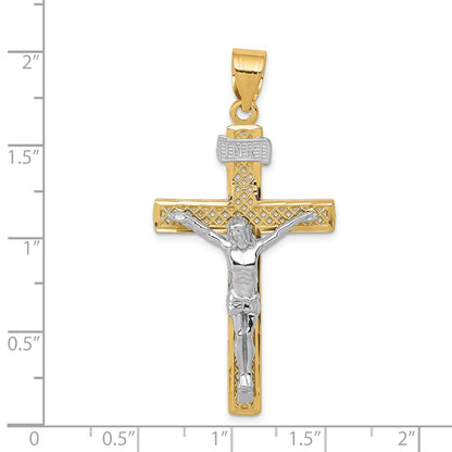 14k Two-tone Gold INRI Crucifix Pendant
