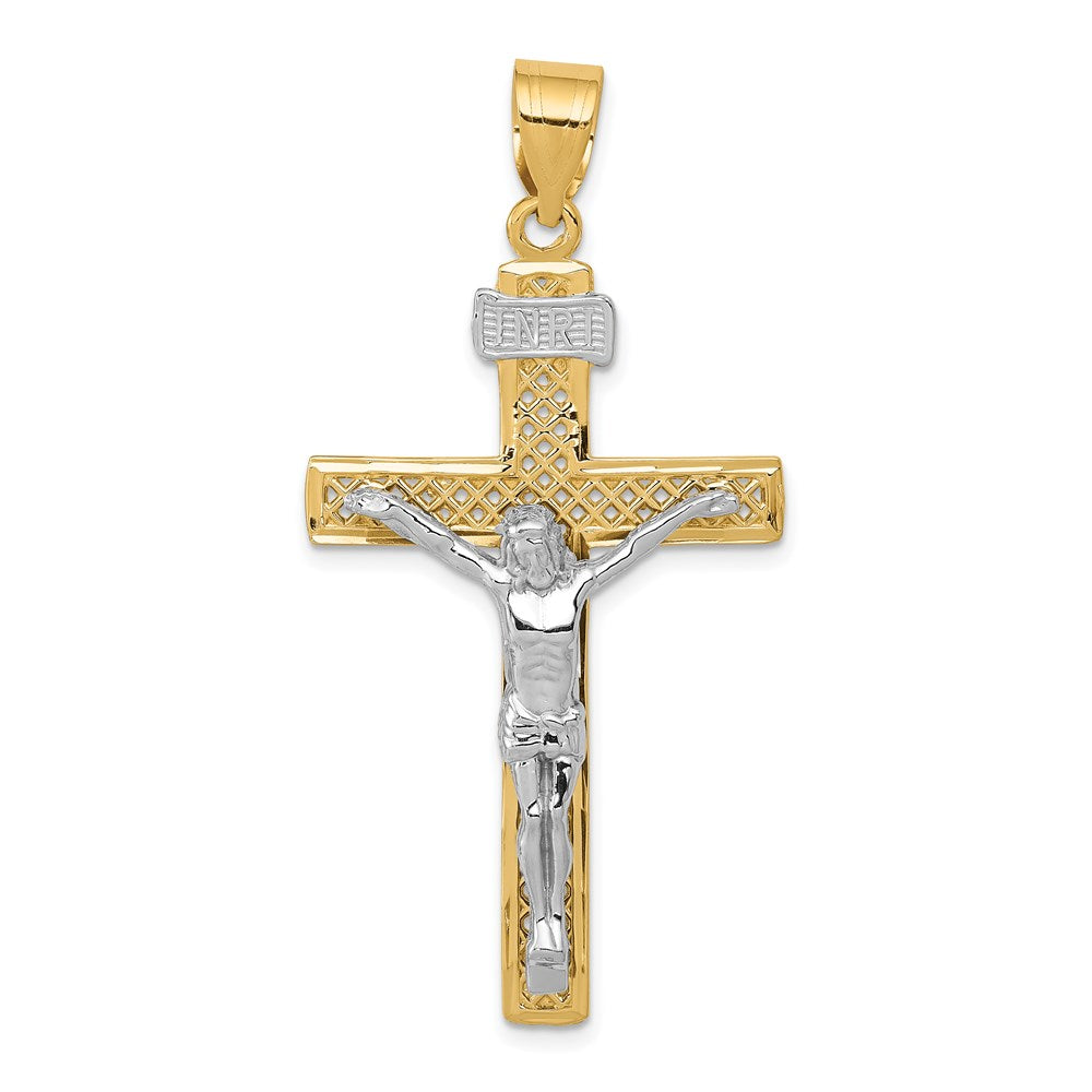 14k Two-tone Gold INRI Crucifix Pendant