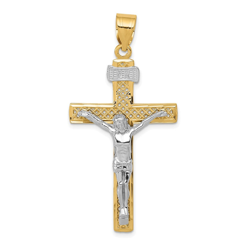 14k Two-tone Gold INRI Crucifix Pendant