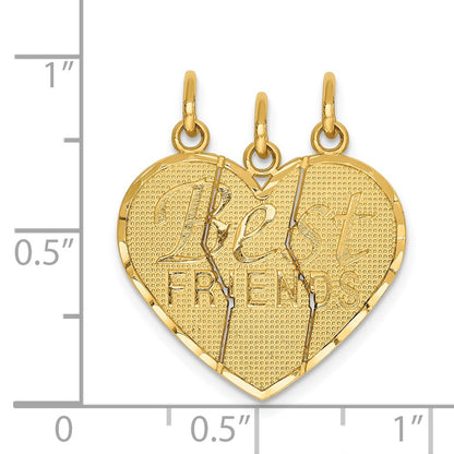 14k Yellow Gold 3 piece Break-apart BEST FRIENDS Charm Set