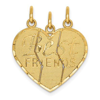 14k Yellow Gold 3 piece Break-apart BEST FRIENDS Charm Set